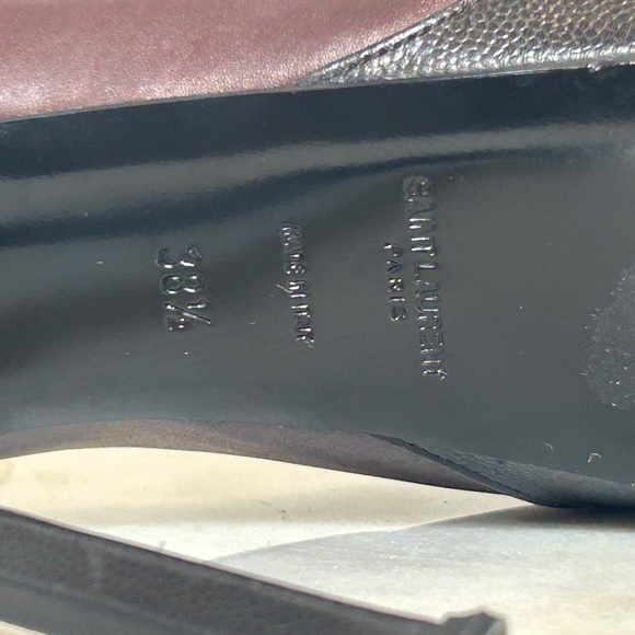 YSL Bordeaux and Black Leather Platform Heels - Picture 7 of 7